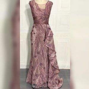 Beautiful cap sleeve formal beaded dress